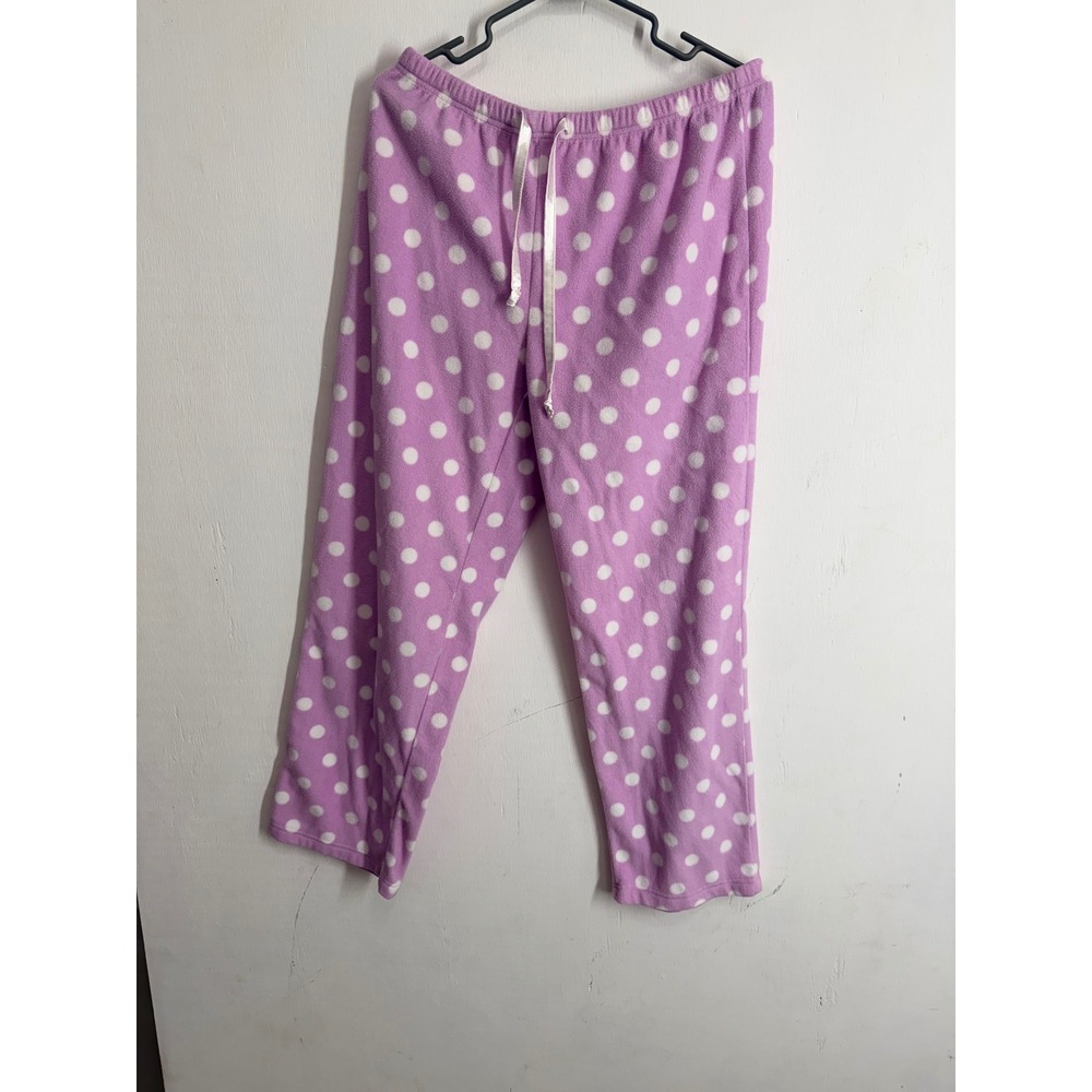 PajamaGram Womens Purple Polka Dot Fleece Pajama Pants Sleepwear Size Medium